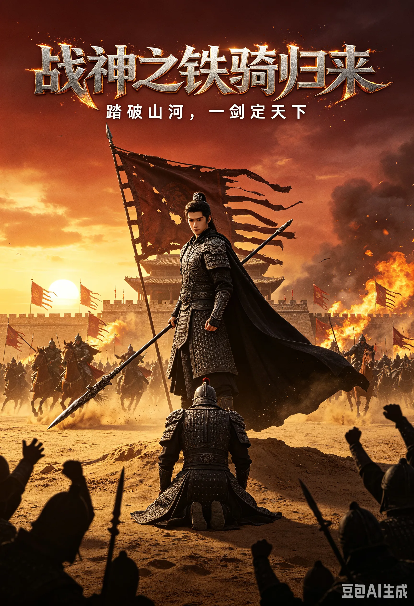 黄果短剧热门短剧《战神之铁骑归来》封面 - 战神题材